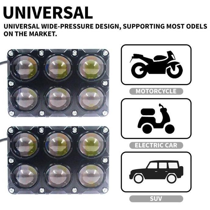ETHEREA LAMPU TEMBAK LASER FOGLAMP SQL 6 MATA LAMPU TEMBAK LED 6 MATA MOTOR MOBIL 2 WARNA Putih Kuni