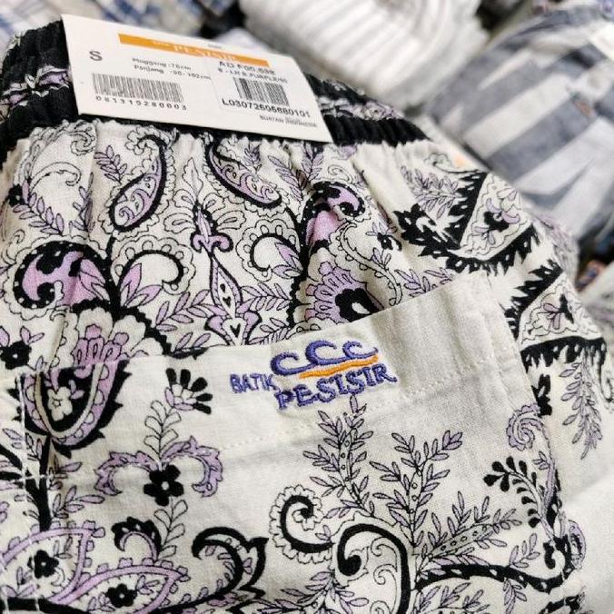 Celana Panjang Pria Linen Motif Kombinasi Warna Hitam Putih Ungu Terlaris