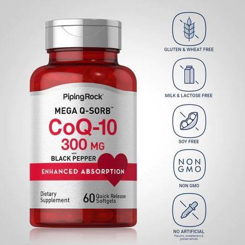 Piping Rock Coq-10 300 Mg 60 Softgel Cholestrol Blood Pressure Control Original