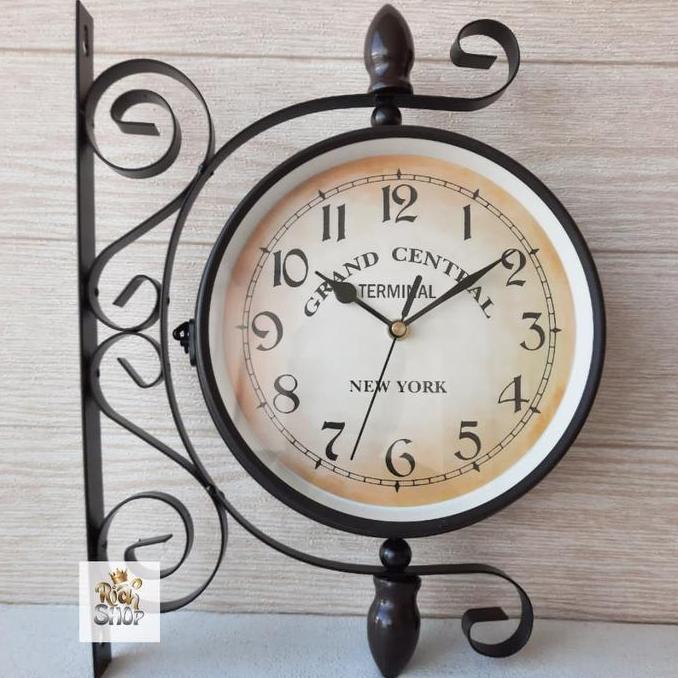 Jam Gantung 2 Sisi Dinding Shabby Vintage Garden PL