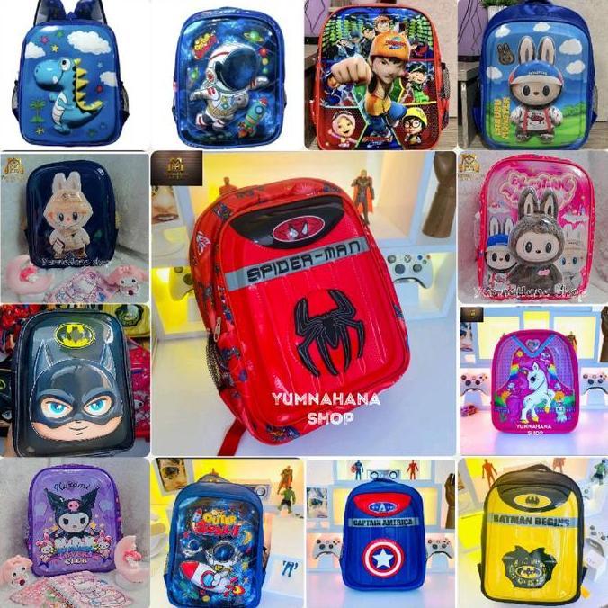 [YumnaHanaBags] Tas Ransel lampu LED 3D timbul Karakter ANAK LAKI LAKI Dan PEREMPUAN anak sekolah PA