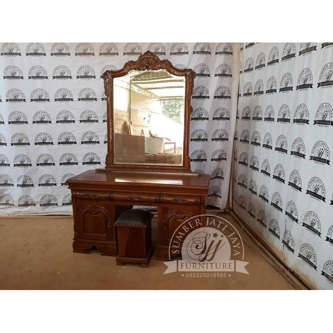 meja rias, meja rias jati, tolet jati