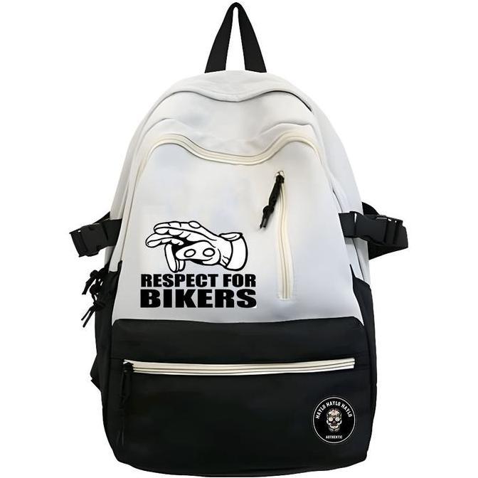 Tas Ransel Sekolah Anak Laki Laki dan Perempuan Motif Respect For Bikers Kekinian 2024 Tas Punggung 
