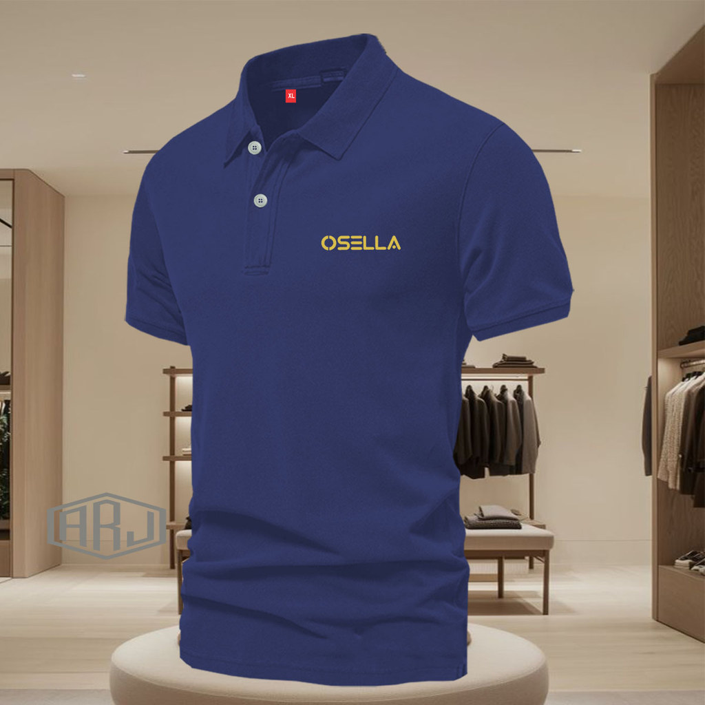 COD  Polo Shrit Distro Osella Logo Text Gold Premium Quality Kaos Kerah Unisex Terlaris Polo Pendek 