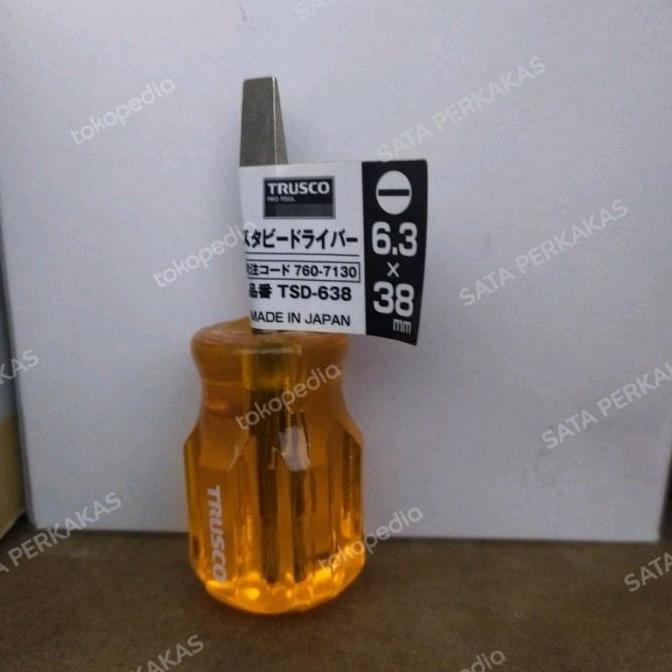 HIMIKO Obeng Minus Slotted Cebol 6.3x38mm Stubby Screwdriver TSD-638 TRUSCO