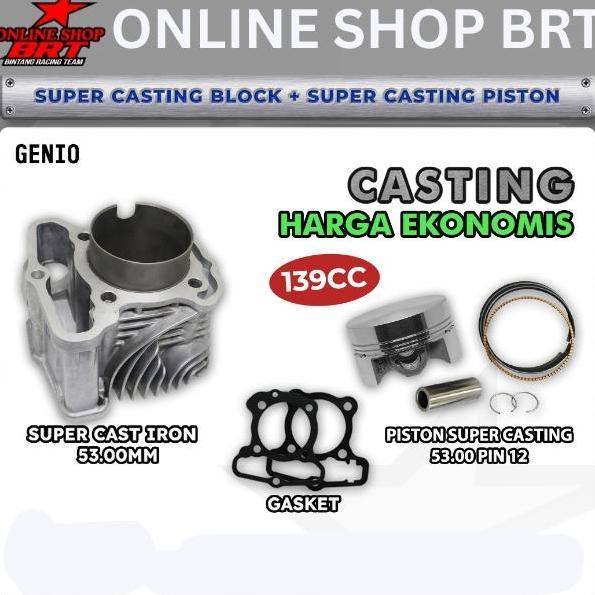 DIREWOLF BLOK PISTON CASTING BRT GENIO DELUXE All New BEAT FI ESP STREET SCOOPY FI STYLISH Bore Up 5
