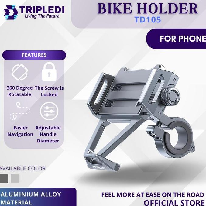 Tripledi Holder Hp Aluminium Td105 Phone Stand Sepeda Motor Motorcycle