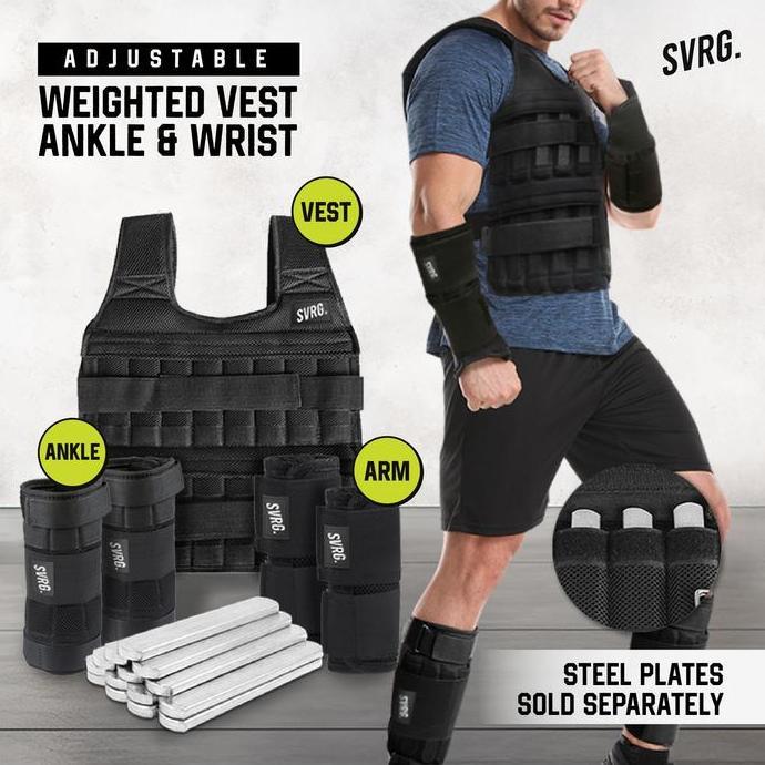 Svarga Adjustable Weighted Vest - Wrist & Ankle Weight - Rompi Beban