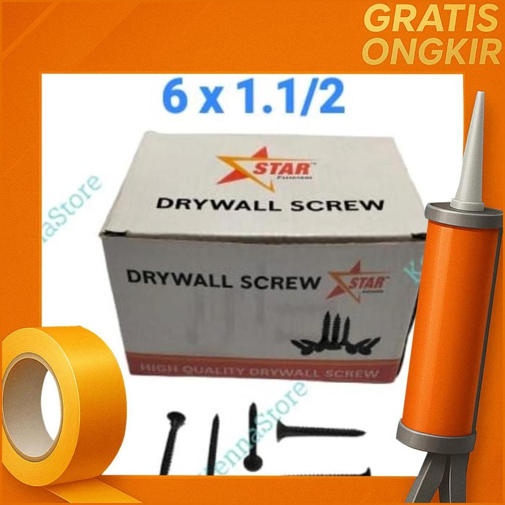 Skrup Gypsum 6 X 1.1/2 , Screw Gypsum , Drywall Screw 1 Box
