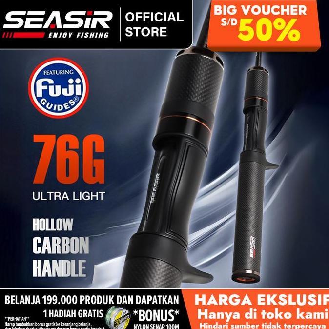 SEASIR x SEAHUNTER Black Arrow Joran Pancing, FUJl O Joran BC Casting/Spinning 1.5M/1.68M/1.8M 76G B