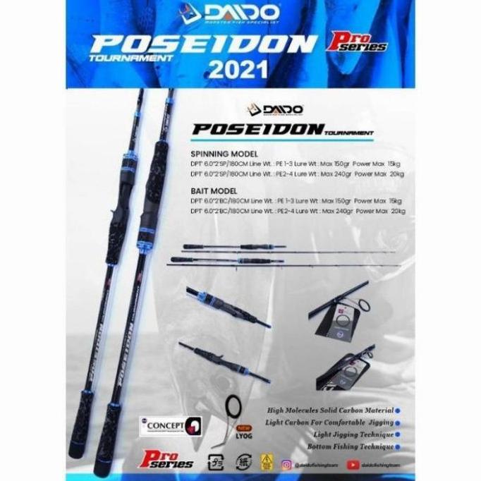 Joran Jigging Daido Poseidon turnamen Pro Series Pe 1 3 2 4 602 180 cm