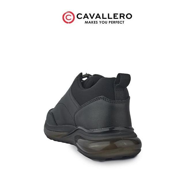 Sepatu Pria Casual Sneakers Cavallero Zepplin Black Shoes Snekers
