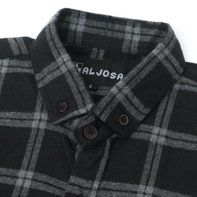 ALJOSA Kemeja Flannel Pria Lengan Panjang Hem Flanel Baju Cowok Motif Kotak Kotak Premium MS