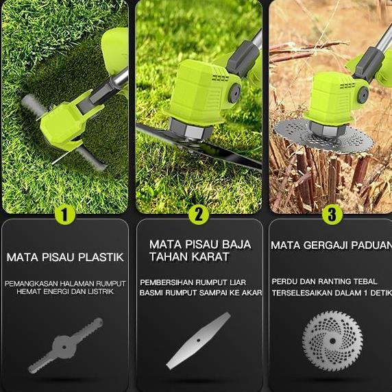 ZPER Mesin Potong Rumput Pemotong Rumput Listrik Pemangkas Rumput dengan Baterai Li-ion ZP003 alat p