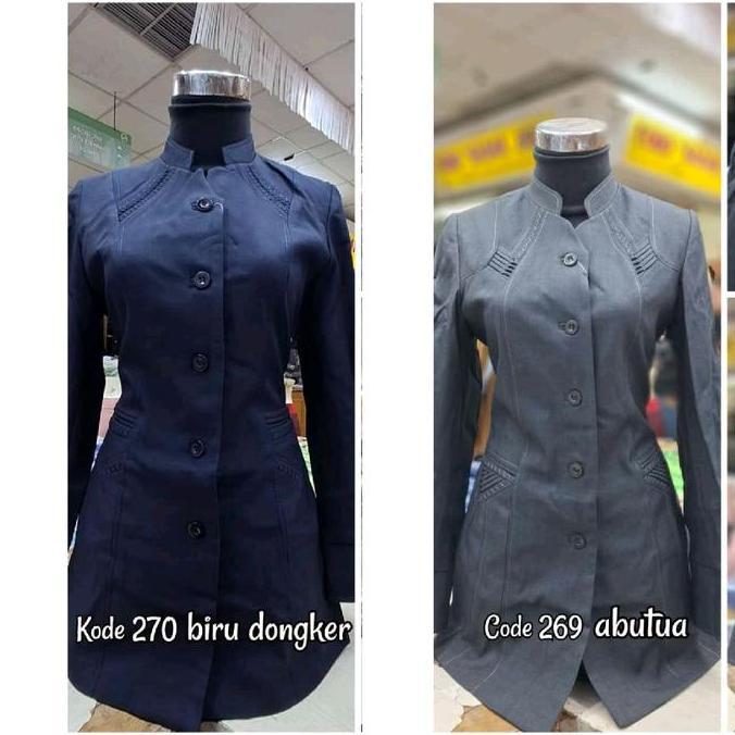 Setelan Blazer Abu Tua Baju Seragam Dongker Guru Wanita Set Rok dan Celana Kantor Kerja