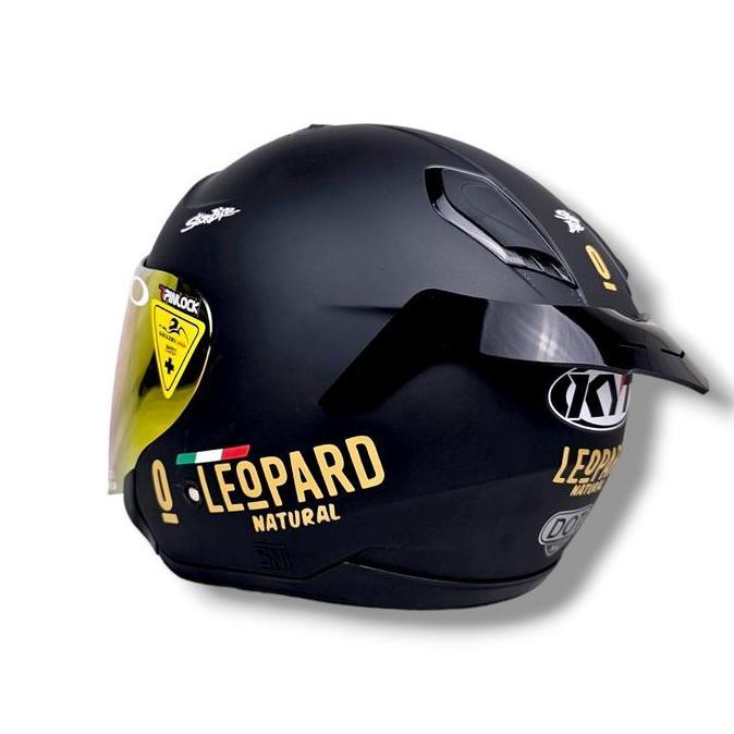 Promo Kyt Kyoto R Original Paket Ganteng Leopard Hitam doff / Helm Half Face Single Visor Diskon