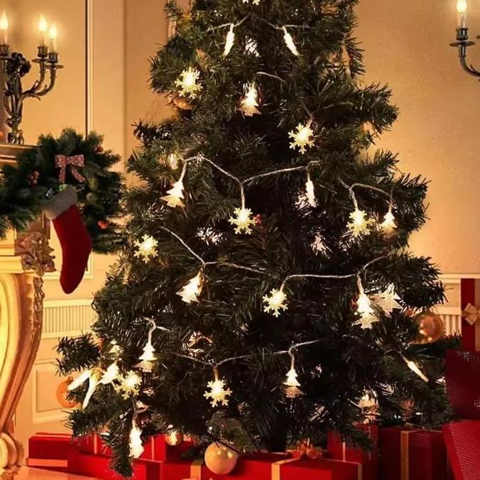 6782 Lampu Tumblr LED Snowflake Battery / Lampu LED  pohon natal 3 Meter