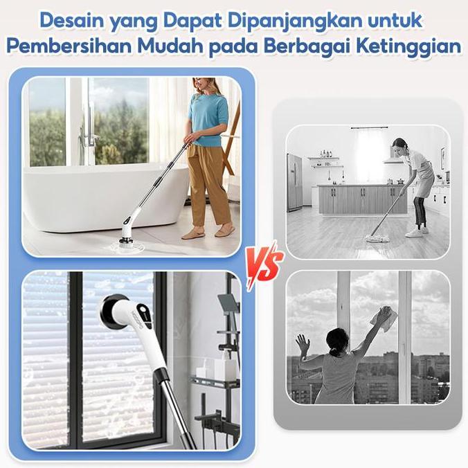 MODOFO 9 in 1 Sikat Pembersih Listrik Sikat Pembersih Elektrik Tahan Air portable Shower Lantai Kama