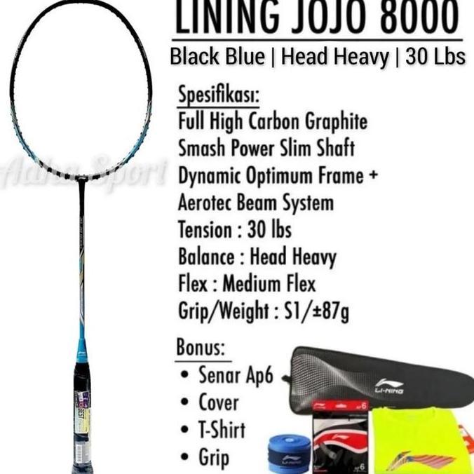Raket Badminton Lining JOJO 8000 / JOJO8000 Black Blue Original
