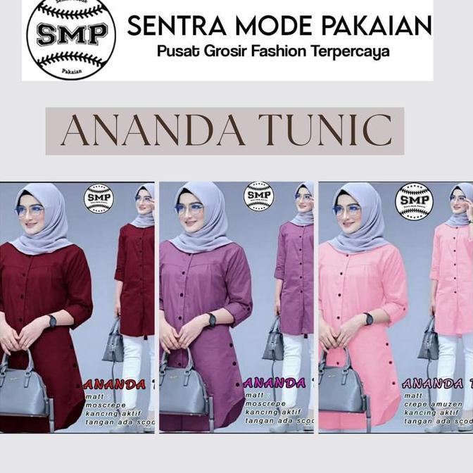 Smp Ananda Tunic, Baju Pakaian Atasan Tunic Jumbo Fashion Hijab Wanita