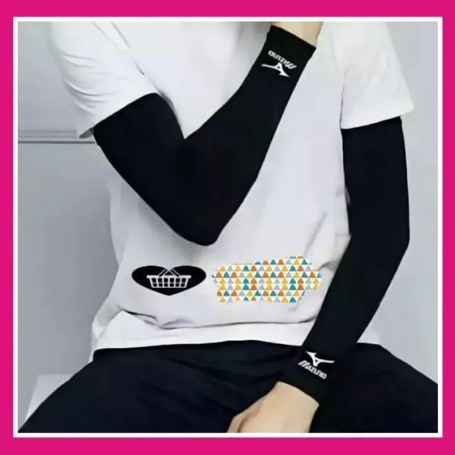Manset Tangan Mizuno - Hitam Polos Manset Lengan Panjang Handsock Muslim Pria