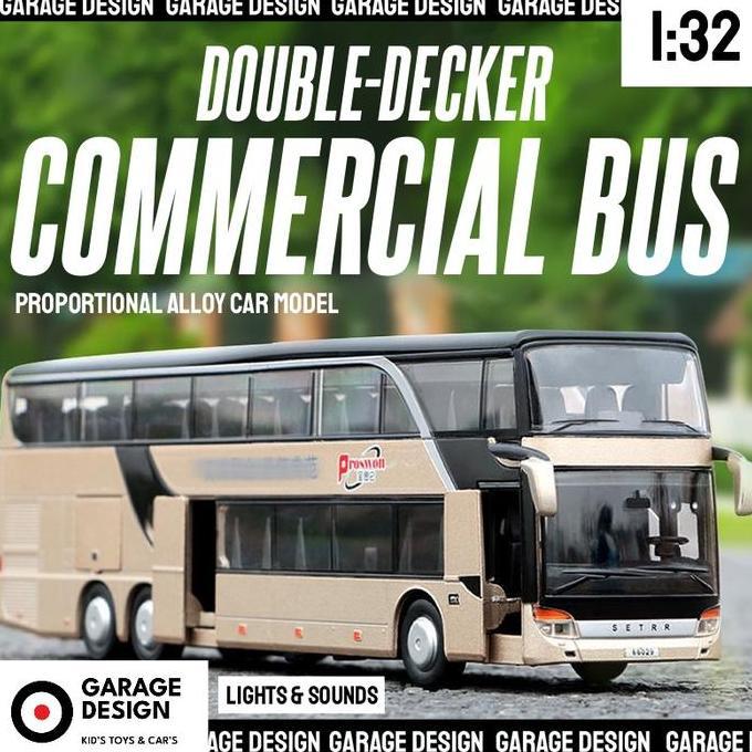 Diecast Miniatur Bus Double-Decker Skala 1:32 - Mainan Anak Hobi Koleksi Mobil Bus Jumbo Besar Maina