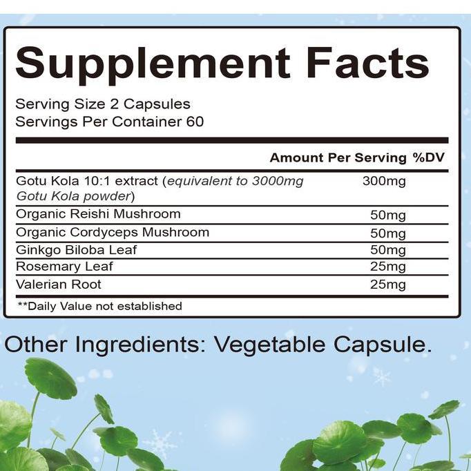 Airboy - Kapsul Ekstrak Centella Asiatica Organik Dengan Jamur Reishi, Cordyceps Sinensis, Rosemary,