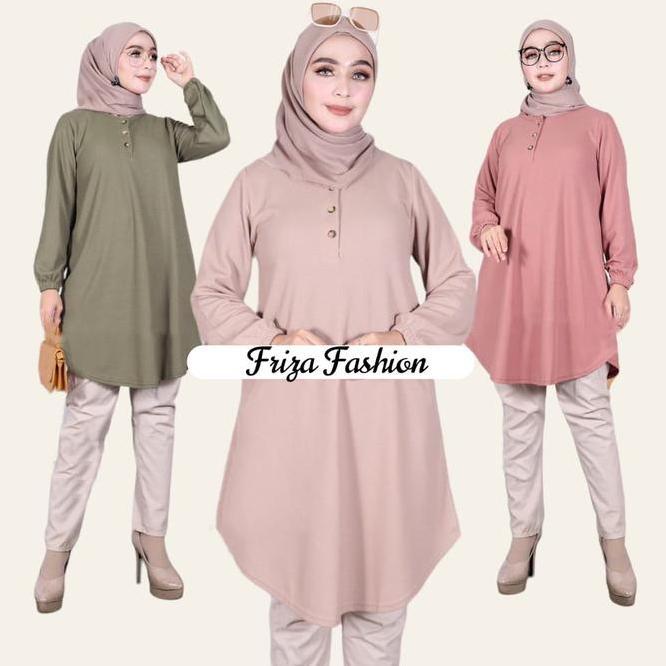 Tunik Kaos Polos Wanita Busui Kancing Depan