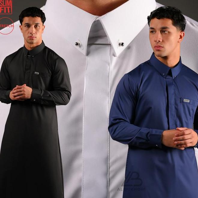 Al Bukhori - Stretch Jubah Gamis Thobe Slimfit Pria Dewasa Premium Lengan Panjang - Jubah Sultan