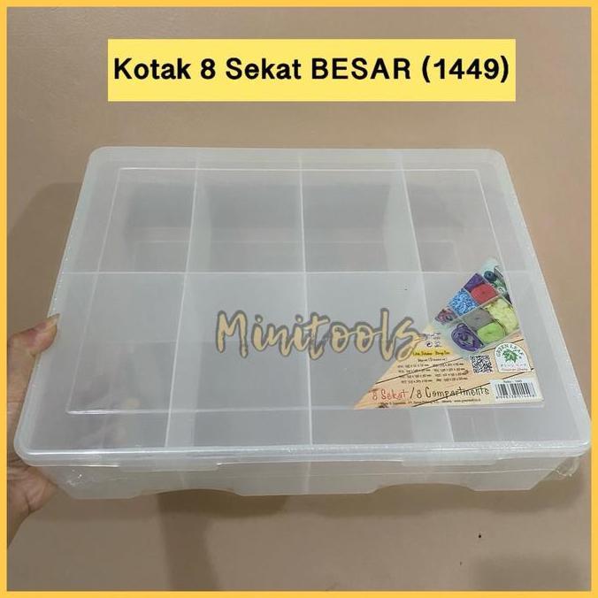 Kotak Plastik 8 Sekat Besar / Kotak Benang Besar / Green Leaf 1449