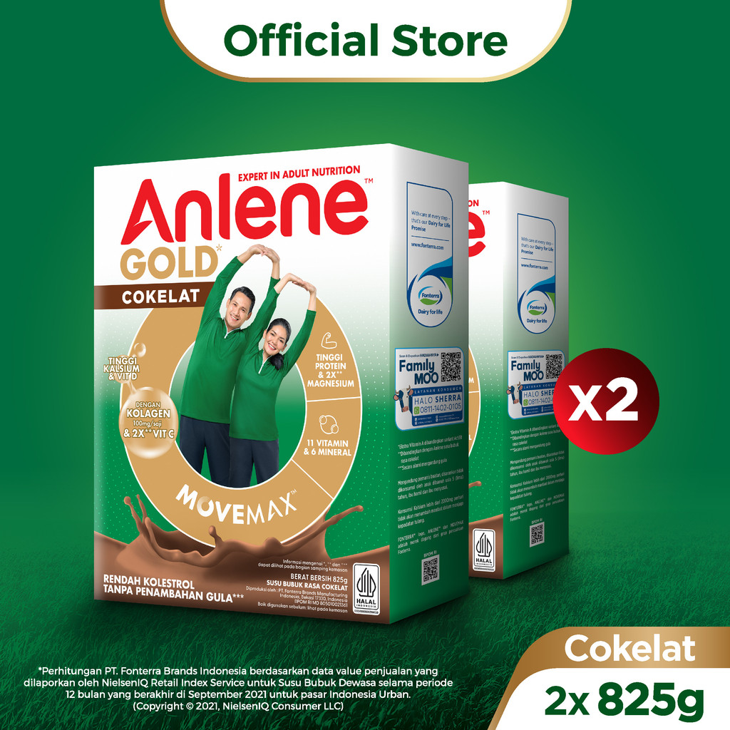 Anlene Gold 5X Susu Bubuk Cokelat 2 x 825g