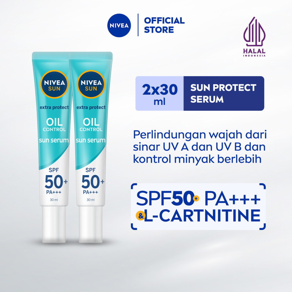 (PAKET HEMAT ISI 2) NIVEA SUN Sunscreen Face Serum Extra Protect Oil Control SPF50+ PA+++ 30ml - Sun