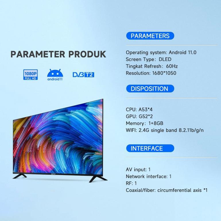 Overestimateeye Er-87 Animax Smart Tv 32/43/50 Inch Tv Digital Android 14.0  Televisi [Garansi 3 Tah