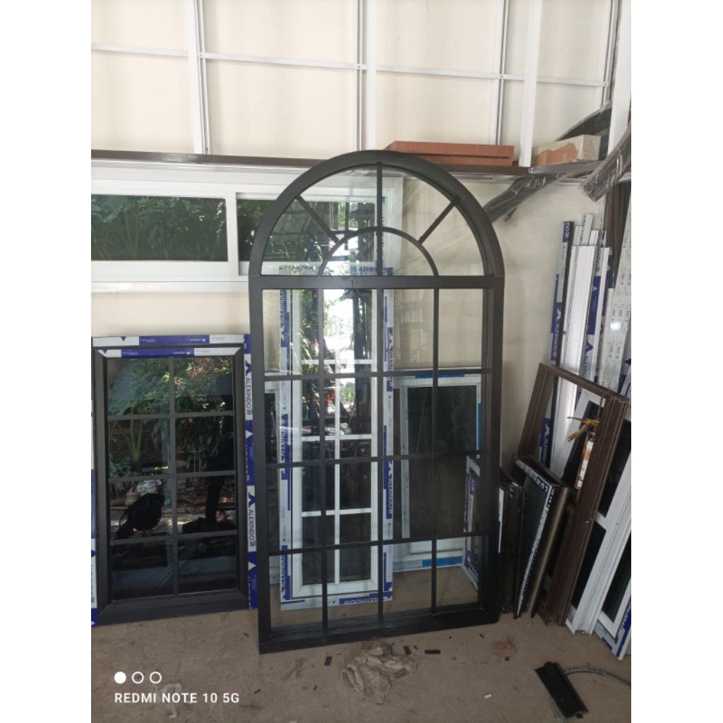 Jendela Lengkung Alumunium Kaca Mati 180x90 Kusen 4 inch