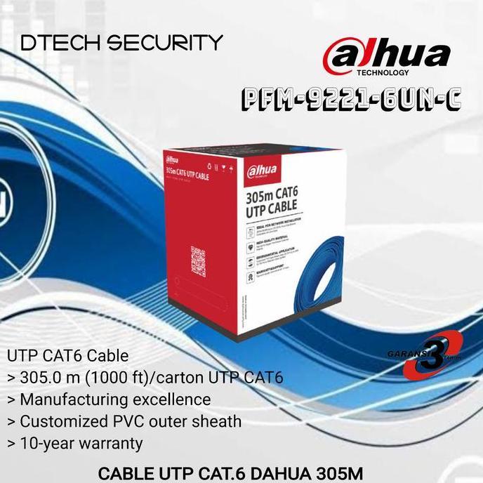 Kabel Lan Utp Cat6 Dahua 305m / Kabel UTP Cat 6 Dahua 1 ROL Warna Biru