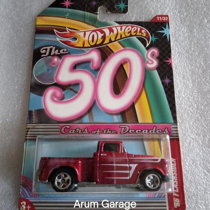 Hot Wheels 56 Flashsider. Card The 50's Cars Of The Decades Series. Open Hood. Full Besi Body dan Ch