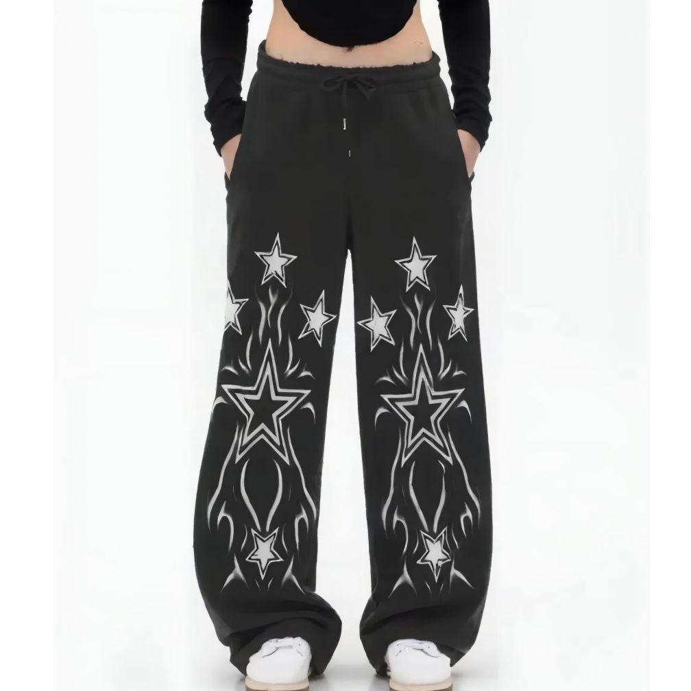Celana Sweat Pants Pria & Wanita Celana Panjang Stars Fire Long Sleepe Pants Celana Panjang Bawahan 