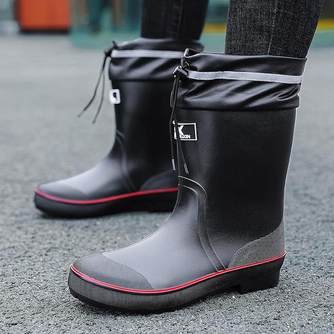 Sepatu Sawah Pria Boot Tinggi Karet Kerja Proyek Anti Air Banjir Hujan LA