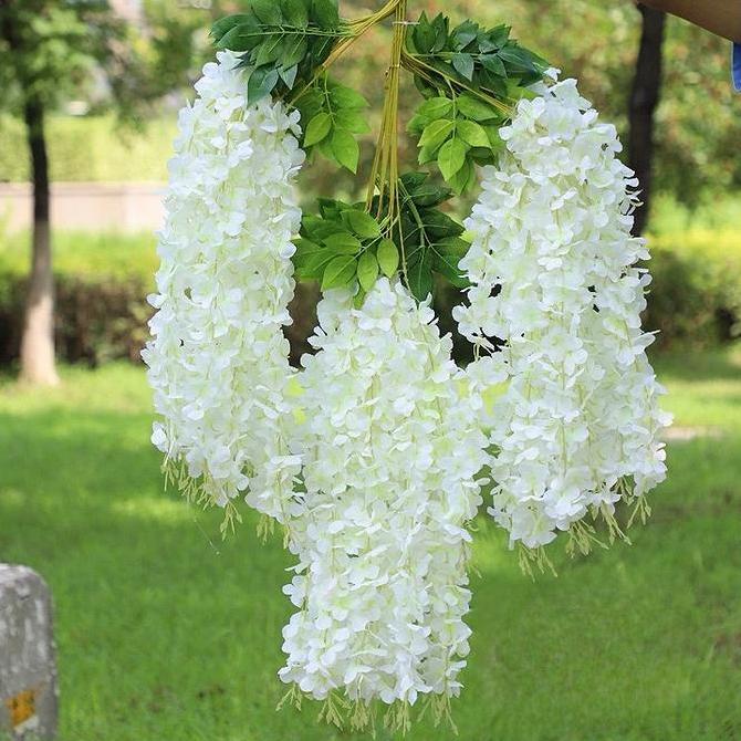 1 Lusin Wisteria Besar Jumbo Juntai Gantung Putih Dekorasi Artificial Dekor Pelaminan Imhiasan Dekor