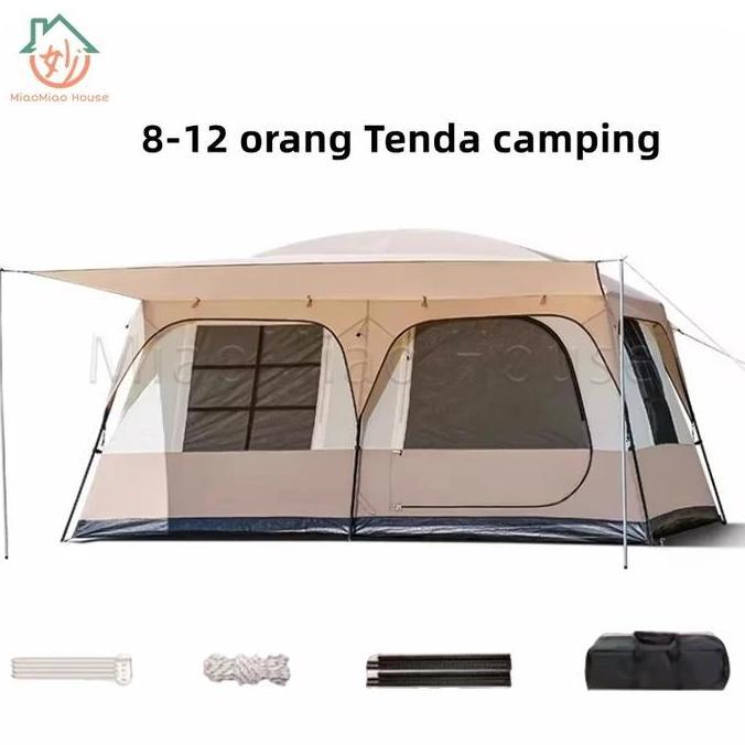Tenda Camping 8-12 Orang Portable Waterproof Camping Tent Lipat Waterproof Anti Air Outdoor Tenda Gu