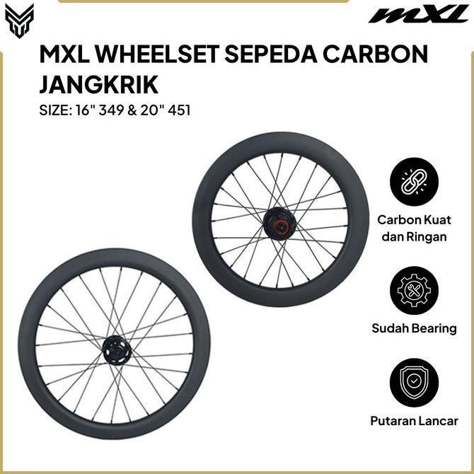 Promo MXL Wheelset Sepeda 16" 349 & 20" 451 Carbon Velg Roda Set Bike COD