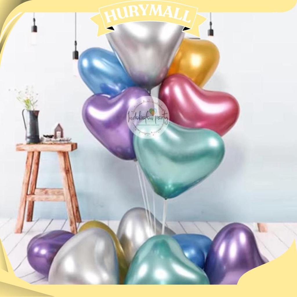 Balon Latex Metalik Chrome Love / Latex Chrome Bentuk Love 12Inch Ibp Termurah