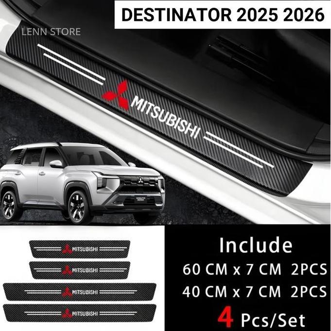 Napalisenda - 4Pcs Stiker Sill Plate Pelindung Pintu Mobil Mitsubishi Destinator 2025-2026