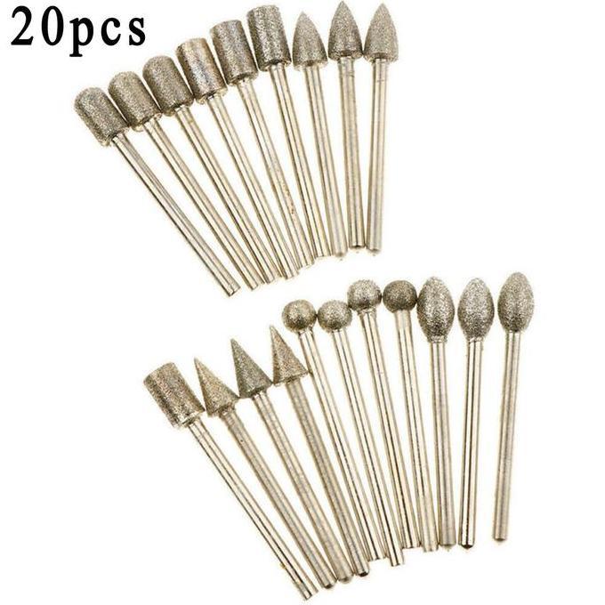 20pcs / Set Mata Bor Gerinda Ukir Kayu / Keramik / Berlian Bits