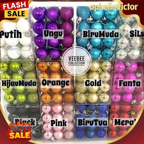 GROSIR Hiasan Bola Pohon natal 3cm/ bola hias pohon natal/ aksesoris pohon / hiasan natal