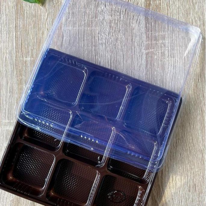 Mika Tray + Tutup Sekat 9 / Mika Kemasan Puding Mini / Box Pudding Sekat