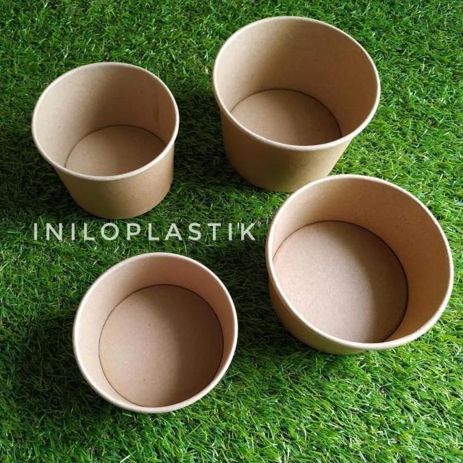 Paper Bowl Brown Polos 360ml / Kraft Paper Bowl 360 ml Cokelat