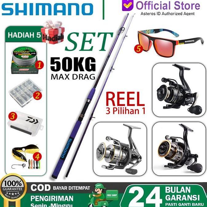 2025 New Set Pancing Lengkap Shimano-Serat Karbon Ultralight, Spinning Rod & Reel + 100M Senar & Ump