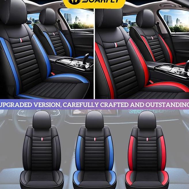 Ongkirsoarfly Sarung Jok Mobil Universal Kulit 5Pcs Satu Set Lengkap Pelindung Jok Mobil Bantalan Jo