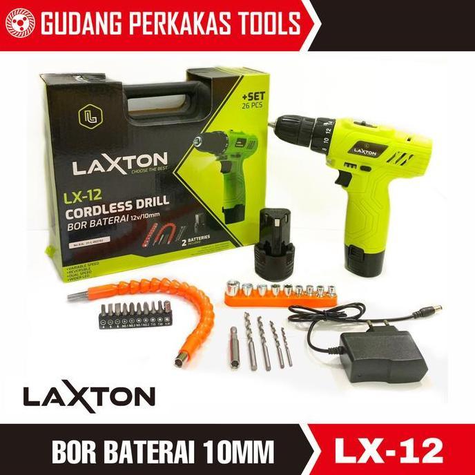 Bor baterai murah bagus 10mm Laxton LX-12 cordless drill
